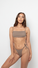 Load image into Gallery viewer, GIGI Bandeau Bikini Top with Straps in Taupe
